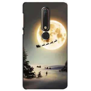 Новорічні, Святкові Чохли для Nokia 6 2018 - 2024 год (Санта на місяці)