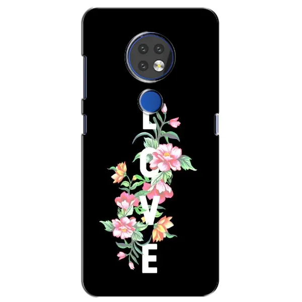 Чехол с принтом «Цветы LOVE» для Nokia 7.2