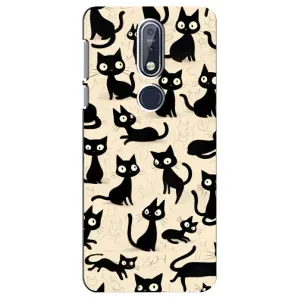Чехол с рисунком кот на Nokia 7 2018, 7.1 (Черные коты)