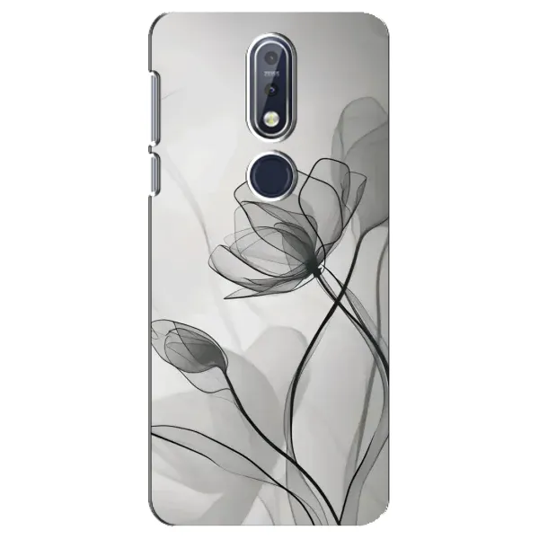 Чехол с принтом «Черные цветы» для Nokia 7.1 (2018)