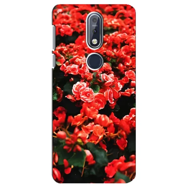Чехол с принтом «Цветы красные» для Nokia 7.1 (2018)