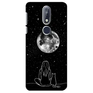 Чехол с рисунком кот на Nokia 7 2018, 7.1 (Девушка с котом)