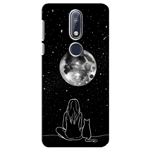 Чехол с принтом «Девушка с котом» для Nokia 7.1 (2018)