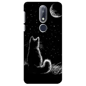 Чехол с принтом для Nokia 7 2018, 7.1 (AlphaPrint) Модные коты (Котик и луна)