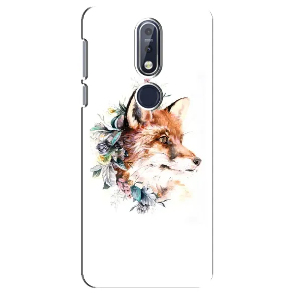 Чохол з принтом «Лиса в квітах» для Nokia 7.1 (2018)