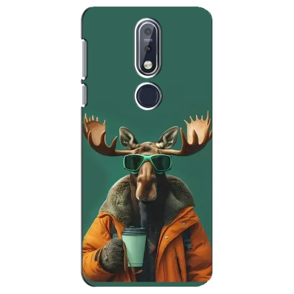 Чохол з принтом «Лось з кавою» для Nokia 7.1 (2018)