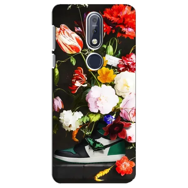 Чехол с принтом «Nike цветы» для Nokia 7.1 (2018)