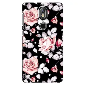 Чехлы с Цветами для Nokia 7 (VPrint) (Цветочки на черном)