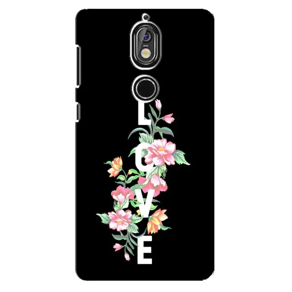 Чехол с принтом «Цветы LOVE» для Nokia 7