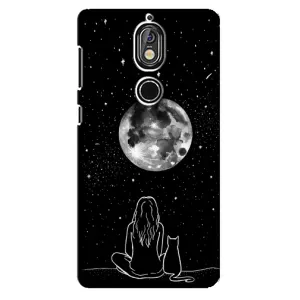 Чехол с рисунком кот на Nokia 7 (Девушка с котом)