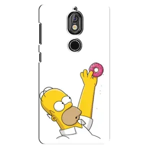 Чехол с Симпсонами для Nokia 7 (VPrint) (Гомер с пончиком)