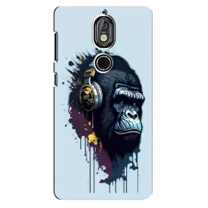 Чехол с Обезьянами Nokia 7 - (AlphaPrint) (Горилла в наушниках)