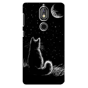 Чохол з принтом для Nokia 7 (AlphaPrint) Модні коти (Котик і місяць)