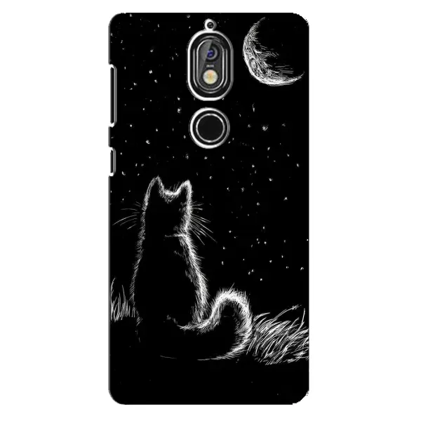 Чехол с принтом «Котик и луна» для Nokia 7