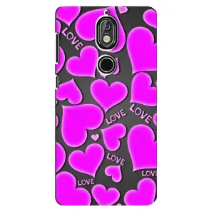 Чехлы для любимой на Нокиа 7 (VPrint) (Pink hearts)