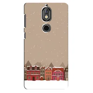 Новогодние, Праздничные Чехлы для Nokia 7 - 2024 год (Зимний город)