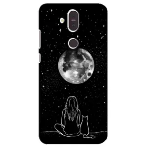 Чехол с рисунком кот на Nokia 8.1 , Nokia 8 2018 (Девушка с котом)