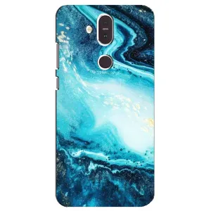 Мраморный чехол на Nokia 8.1 , Nokia 8 2018 (VPrint) (Голубой мрамор)