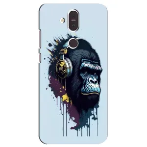 Чехол с Обезьянами Nokia 8.1 , Nokia 8 2018 - (AlphaPrint) (Горилла в наушниках)