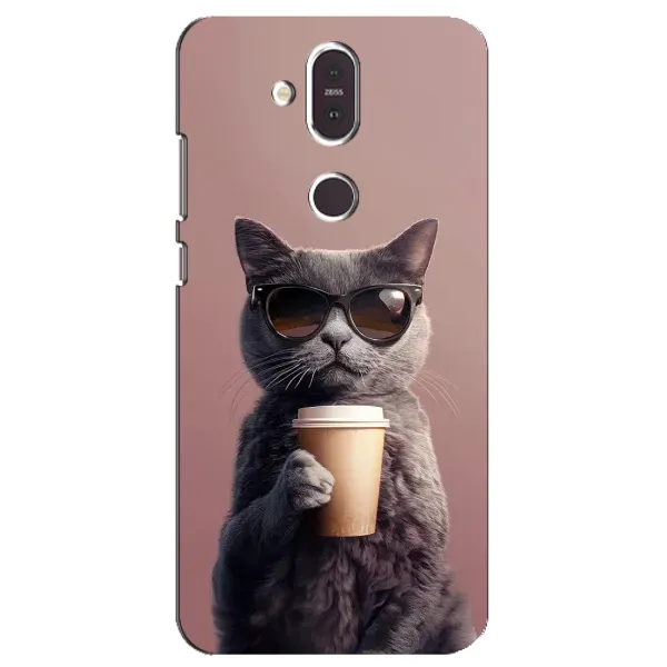 Чехол с принтом «Кот с кофе» для Nokia 8.1 (2018)