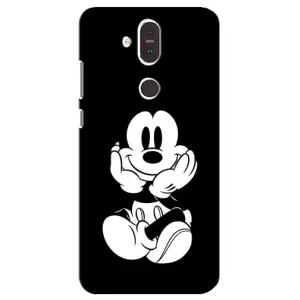 Эксклюзивный чехол для Nokia 8.1 , Nokia 8 2018 (AlphaPrint - Мультяшные) (Микки на черном)