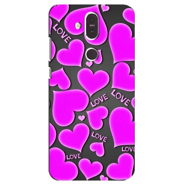 Чехол с принтом «Pink hearts» для Nokia 8.1 (2018)