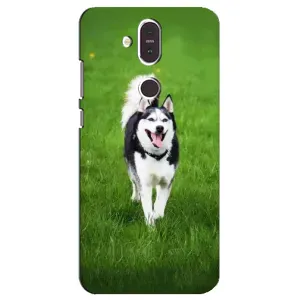 Чехол с Хаски для Nokia 8.1 , Nokia 8 2018 - (AlphaPrint) (Радостный Хаски)
