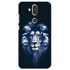 Чехол со Львом для Nokia 8.1 , Nokia 8 2018 (VPrint) (Синий Лев)