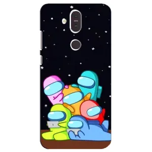 Чехол Амонг Ас для Nokia 8.1 , Nokia 8 2018 (AlphaPrint) (Скины в космосе)