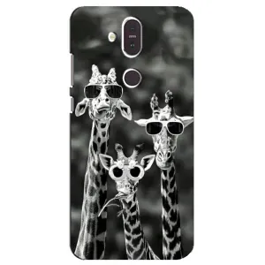 Силиконовый чехол с КАРТИНКАМИ лето для Nokia 8.1 , Nokia 8 2018 (AlphaPrint) (Жирафы в очках)