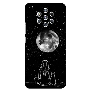 Чехол с рисунком кот на Nokia 9 (Девушка с котом)