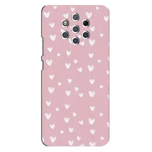 Чохол з розовим принтом для Nokia 9 (Сердечки на рожевому)