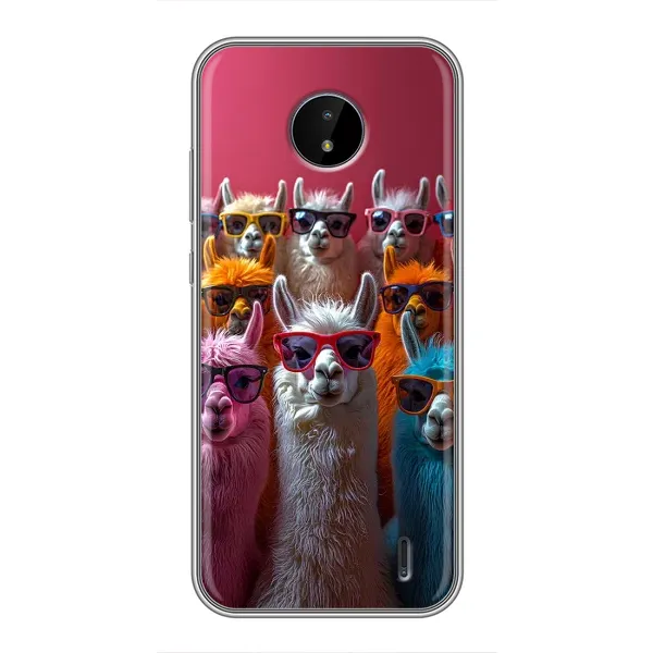 Чехол с принтом «Ламы в очках» для Nokia C10