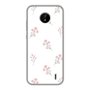 Чехол с розовым рисунком для Nokia C10 (Розовые цветы)