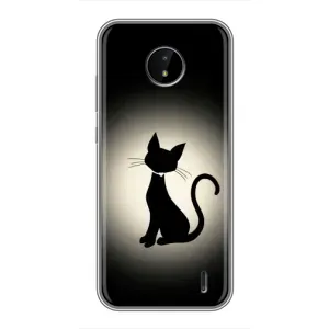 Чехол с принтом для Nokia C10 (AlphaPrint) Модные коты (Силуэт котика)