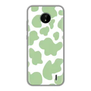 Чехол с принтом коровы на Нокиа С10 (Зеленый принт)