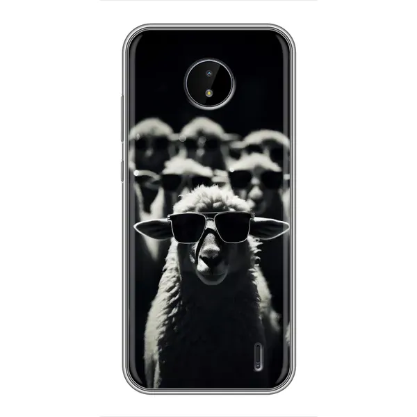 Чехол с принтом «Овечка в очках» для Nokia C20 Plus