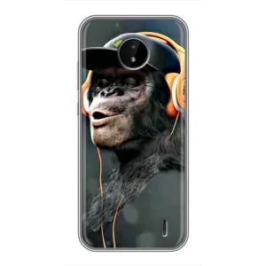 Чехол с Обезьянами Nokia C20 Plus - (AlphaPrint) (В наушниках)