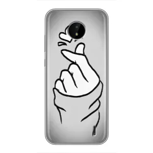 Чехол с принтом для Nokia C20 Plus (AlphaPrint - Знак сердечка) (Значок Love)