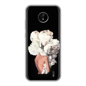 Чехлы (ART) Цветы на Nokia C20 (VPrint) (Белые цветы)
