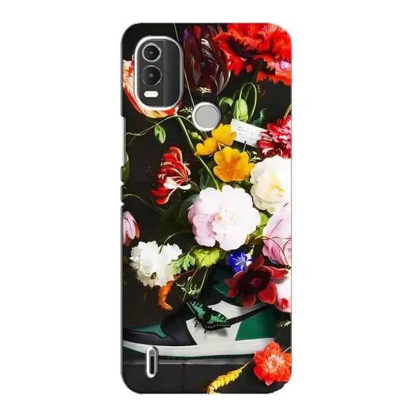 Чохол з принтом «Nike цветы» для Nokia C21 Plus