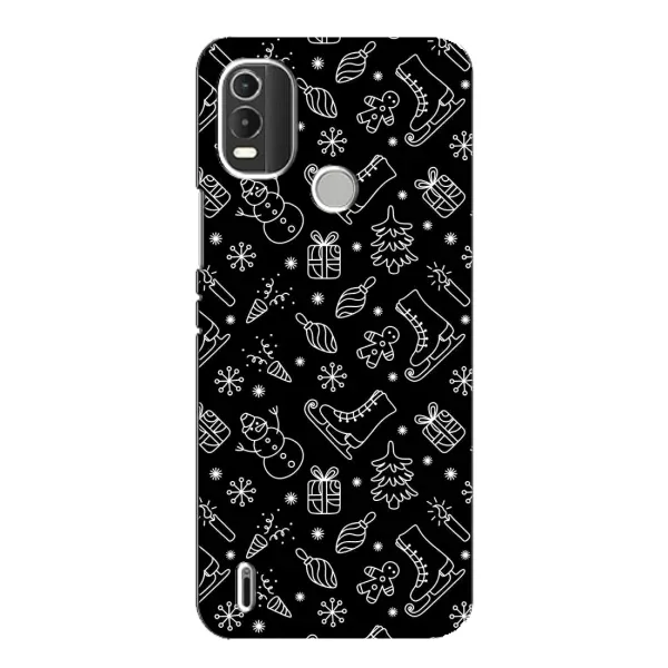 Чехол с принтом «Новогодний фон» для Nokia C21 Plus