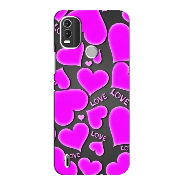 Чехол с принтом «Pink hearts» для Nokia C21 Plus