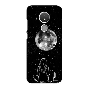 Чехол с рисунком кот на Nokia C21 (Девушка с котом)