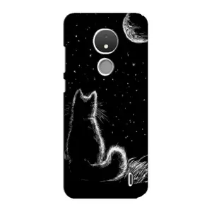 Чехол с принтом для Nokia C21 (AlphaPrint) Модные коты (Котик и луна)