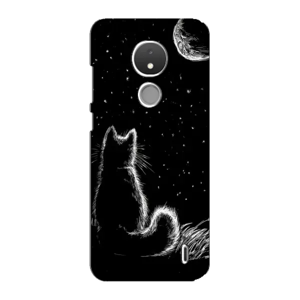 Чехол с принтом «Котик и луна» для Nokia C21 Чехол с принтом «Котик и луна» для Nokia C21