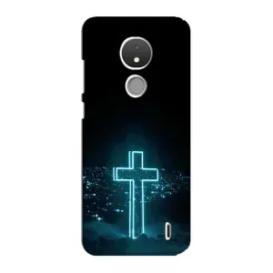 Чехол для Nokia C21 (AlphaPrint) - (Христианские) (Крест и город)