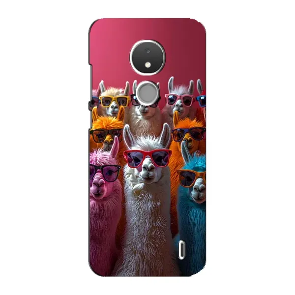 Чехол с принтом «Ламы в очках» для Nokia C21