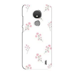 Чехол с розовым рисунком для Nokia C21 (Розовые цветы)