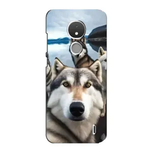 Чехол с Хаски для Nokia C21 - (AlphaPrint) (Селфи ХАски)